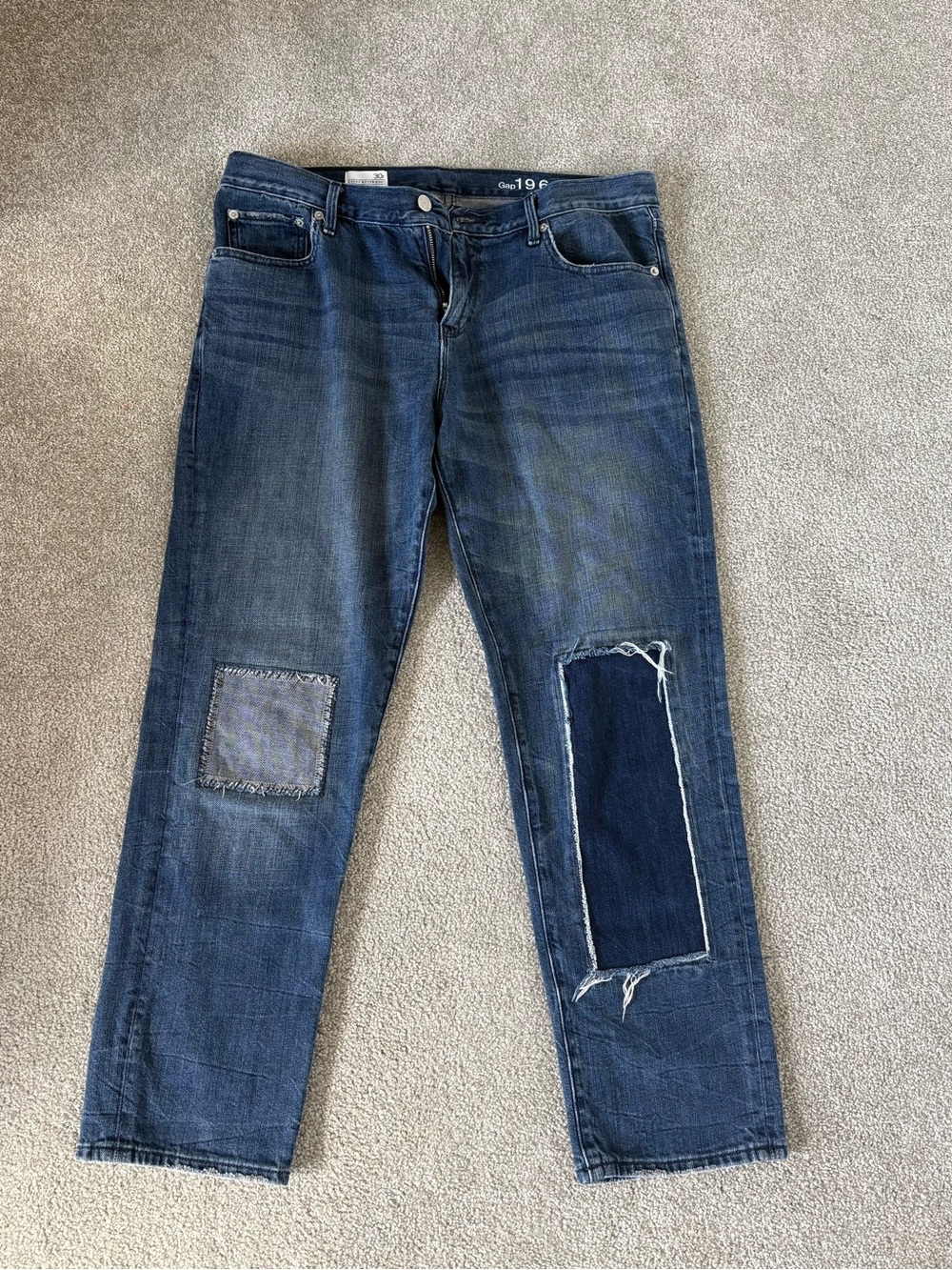 GAP Women's Boyfriend Jeans in Dark Blue with Patch Details